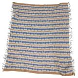 Handmade Crocheted Afghan Blue Cream Tan