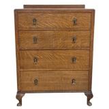 4 Drawer English Oak Chest w/ Backsplash