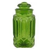 Vtg L.E. Smith Moon & Stars Green Canister