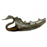 Art Glass Swan Dish 6.5"x18"x5"