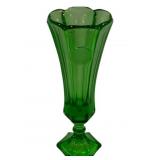 Fostoria Green Coin Dot Vase 8"