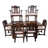 7pc Carved Draw Leaf Dining Set w/ Chairs