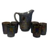 Imperial Glass Pitcher & 6 Tumblers