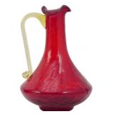 Vtg Amberina Crackle Glass Miniature Pitcher