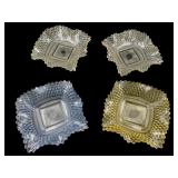 4 Diamond Point Glass Dishes - 1.5 x 7
