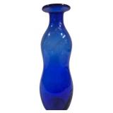 Blue Blown Glass Vase - 11.5" Tall