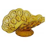 L.E. Smith Moon & Stars Amber Footed Dish