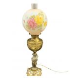 Vintage Painted Banquet Lamp -  27" Tall
