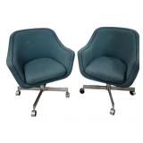 2 Mid Century Chrome Base Chairs