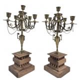 Pair Multi Arm Brass Candelabras
