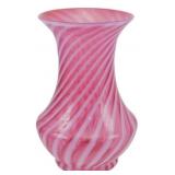 Vtg Fenton Cranberry Swirl Opal Vase 9.5"