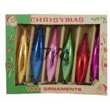 Vtg Glass Teardrop Christmas Ornaments in Box