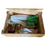 Wooden Box w/ Contents - 9 x 24 x 16