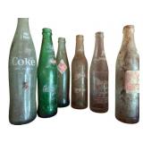 6 Vintage Glass Drink Bottles