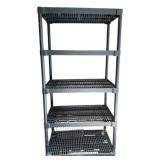 5-Tier Black Plastic Shelf - 71 x 36 x 24