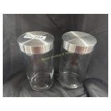 set of two 8.5 inch glass containers