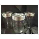 set of 3 glass 6.5 inch glass containers