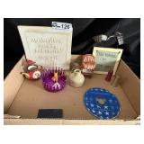 Flat including Mid CenturyAluminum crown ashtray,