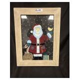 Hand Painted, framed Santa picture