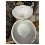 2 lampshades & granite bowl