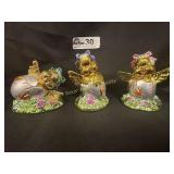 set of 3 iridescent paper Mache' chicks