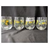 set of 4 short lemon glasses