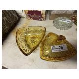 Vintage Amber triangle covered dish
