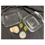 2 glass casserole dishes, 1 Pyrex, 1 Anchor