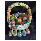 Easter basket with colorful eggs