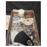 Misc. box lot including playing cards, eyewear,