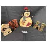 Wooden SNOW man decor