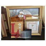 Misc. lot of pictures, angel pictures, wood clock