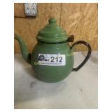 Vintage Green Enamel Teapot