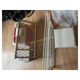 Contents under table.  Pet gates, coolers