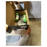 Gas Can & Cd player, weights (pair)