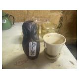 Van Briggle Vase & Small white flower pot