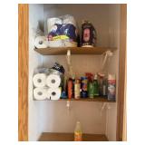 Closet of Cleaning Supplies, Paper Towels, Toilet