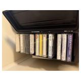 Tapes, books, shelf