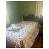 Full size embroidered floral quilt