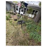 Birdbath and windmill