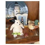 Coke bear, Lighthouse plate, duck, bird