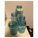 Set of 5 Blue Ball Canning jars