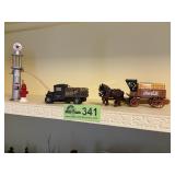 Misc decor, coca cola horse drawn delivery wagon,
