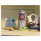 Vintage Chicago Cubs can, Irish Blessing and vase