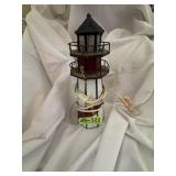 Vintage electric stained glass lighthouse lamp