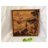 Rustic wooden wall art engraved & burnt forest