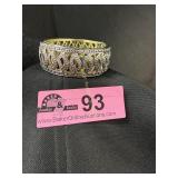Vintage two tone hinged bangle bracelet with