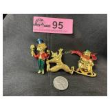Lot of 3 vintage gold-tone enameled brooch/pins