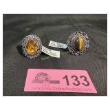 Citrine and Tiger Eye rings in Silver size 9