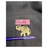 vintage gold-tone enameled elephant brooch